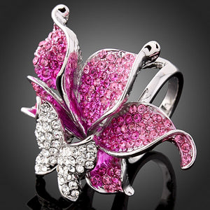 Golden female Ring Party Female Jewelry Elegant Fashion Crystal Butterfly Shape Wedding Women Ring