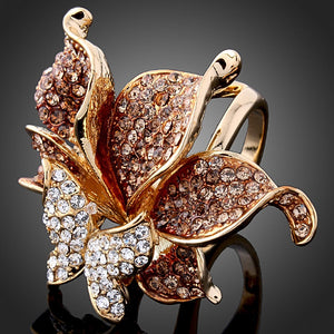 Golden female Ring Party Female Jewelry Elegant Fashion Crystal Butterfly Shape Wedding Women Ring