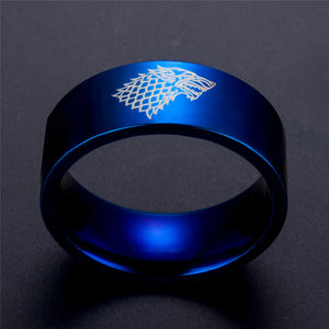 New Stainless Steel ring Game of Thrones ice wolf House Stark of Winterfell men ring